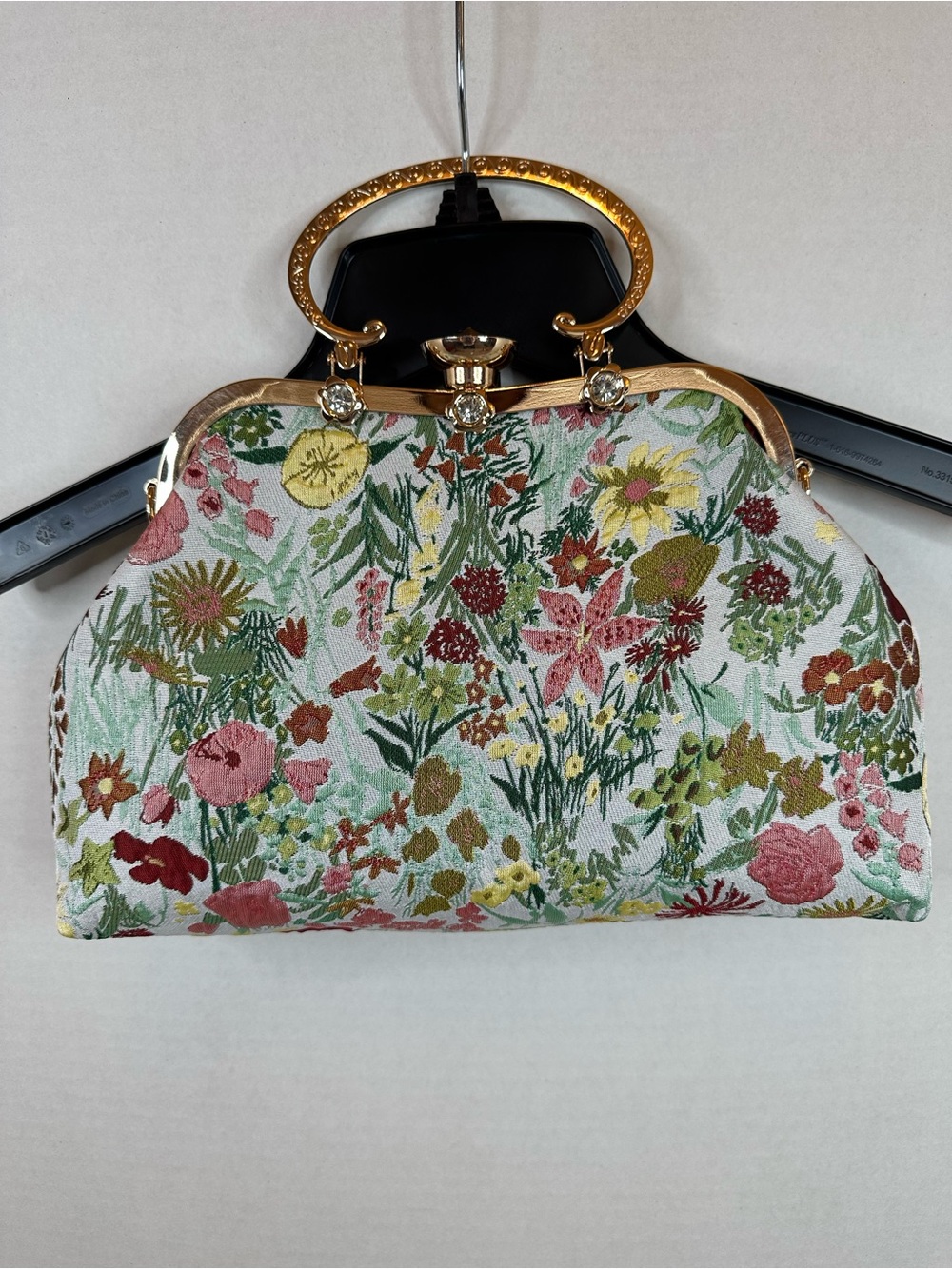Floral Embroidered Frame Clutch in Multi-Color, New